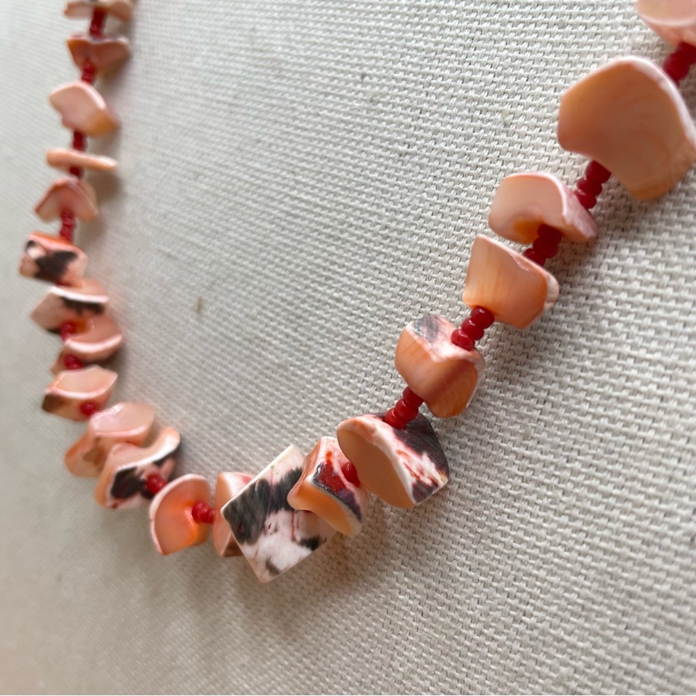 Beautiful Unsigned Salmon Color Shell Nugget Seed… - image 2
